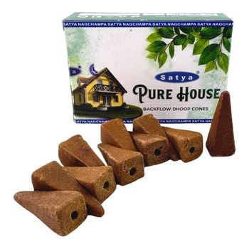 Пыльцевые благовония арома-конусы с обратным потоком - Pure House Backflow Dhoop Cones, Масала Satya (Чистый Дом)