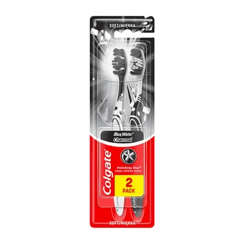 Зубная щетка Colgate Макс Блеск с древесным углем 1+1