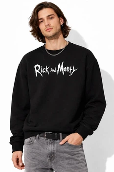 Вільний світшот чорного кольору з принтом із мультфільму «Rick and Morty» M