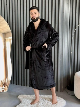 Халат мужской с капюшоном Black Diamond, черный 2XL/3XL VELP10/0