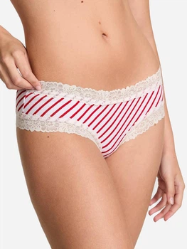 Трусики бразиліана жіночі бавовняні Victoria's Secret 27172829 2XL Білі/Червоні (54439712386)