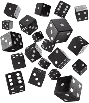 Набір кісток Q-Workshop Повний комплект K6 Чорно-білі 20 елементів (5907699498345)