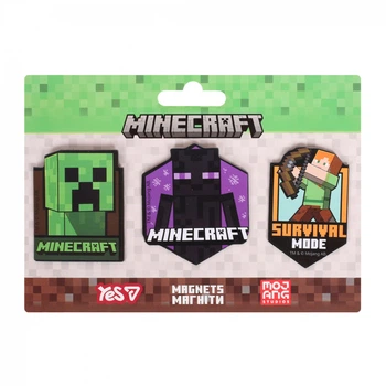 Набір магнітів на холодильник minecraft магніти майнкрафт 3 дизайни Yes Minecraft Creeper Кріпер 3 шт (в асортименті)
