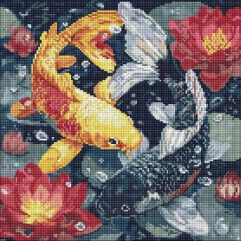 Алмазная мозаика "Жизнь кои" AMO20087, 40х40 см