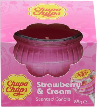 Свеча с ароматом Chupa Chups Scented Candle Strawberries & Cream Клубника со сливками 85г