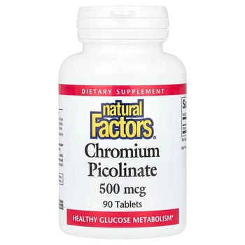 Хром піколінат Natural Factors Chromium Picolinate 500 мкг для зниження цукру в крові і схуднення 90 таблеток
