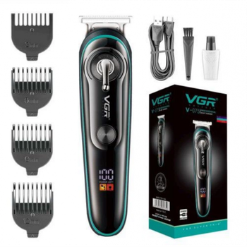 Аккумуляторный триммер для стрижки волос и бороды с USB и LED-дисплеем VGR V-075 3, 6, 9, 12 мм