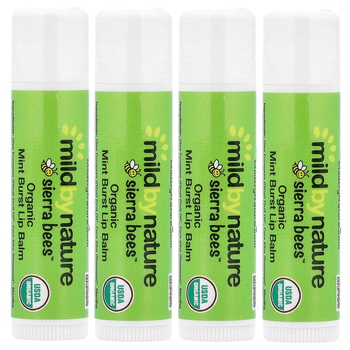 Бальзамы для губ Mild By Nature, Sierra Bees "Organic Lip Balms" с маслом перечной мяты (4 шт)