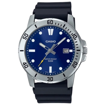 Casio MTP-VD01-2E чоловічий кварцовий годинник сталевий корпус синій циферблат