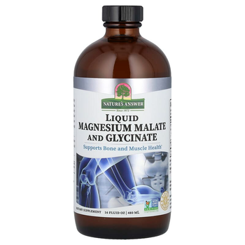 Магній малат і глицинат nature's Answer "Liquid Magnesium Malate and Glycinate" зі смаком мандарина, 200 мг (480 мл)