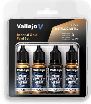 Набір акрилових фарб Vallejo True Metallic Metal 77.252 Imperial Gold Paint Set (8429551772525)
