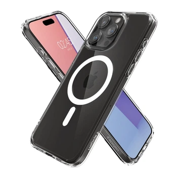 Прозрачный чехол накладка Spigen Ultra Hybrid Magsafe для Apple iPhone 15 Pro