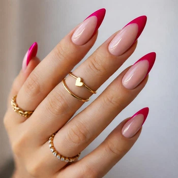 Накладные ногти Nail классический розовый френч, миндаль, длинные, 24 шт