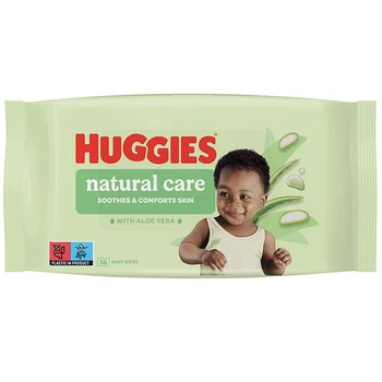 Вологі серветки Huggies Natural Care, 56 шт – ніжний догляд за шкірою малюка
