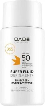 Сонцезахисний супер флюїд депігмент BABE Laboratorios Sun protection з Транексамовою кислотою і Вітаміном С SPF 50 50 мл