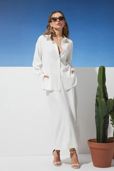 Жіноча літня сорочка з льону та віскози Seventeen XXL-3XL Молочний (2000000205939)