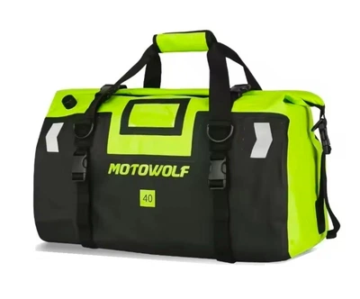 Сумка водонепроникна MOTOWOLF 40л, кофр на мотоцикл та квадроцикл, чорно-салатова