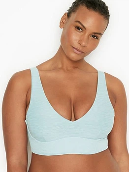 Топ спортивный Victoria's Secret Unlined Essential Plunge Bralette, S, голубой