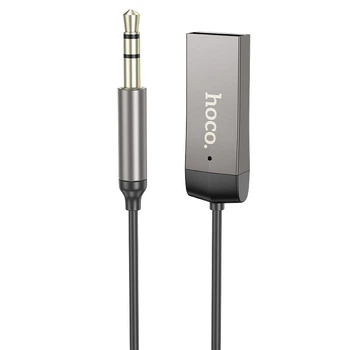 Автомобільний Bluetooth адаптер Hoco E78 Benefit car AUX BT receiver with cable BT5.3 1.2m Black