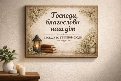Картина на натуральному полотні. "Господи, благослови наш дім", розмір 30х40 см