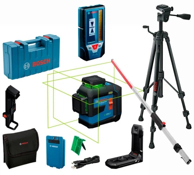 Лазерный нивелир Bosch Professional GLL 80-33 G + акб 3.0 Ah + кейс + приемник LR 7 + рейка GR 240 + штатив BT 150 (0601065501+0601069J00+0601094100+0601096B00)