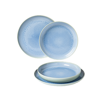 Набір столового посуду Villeroy & Boch Crafted Blueberry з 4 предметів на 2 персони порцеляна бірюзовий