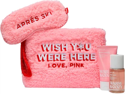 Подарочный набор Victoria's Secret Fresh & Clean 4‑Piece Gift Bag Warm & Cozy Спрей 75 мл + Лосьон 75 мл + Маска + Косметичка (667559629887)