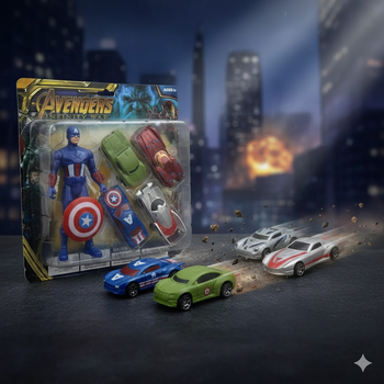 Игровой набор Marvel «Капитан Америка» со щитом + 4 машинки Мстителей 45877-1