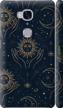 Чохол на Huawei Honor 5X Celestial Harmony: Sun & Moon Gold Mystic Pattern "6778m-176-70447"