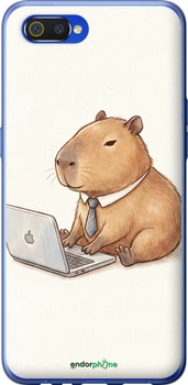 Чехол на Realme C2 Funny Capybara CEO Working "6777u-1852-70447"