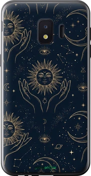Чехол на Samsung Galaxy J2 Core Celestial Harmony: Sun & Moon Gold Mystic Pattern "6778u-1565-70447"