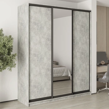 Шафа-купе тридверна MebelStar Комбо BG 2ДСП/Дзеркало 200x60x240 см Бетон (MBS-9680)