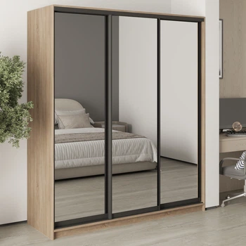 Шкаф-купе трехдверный MebelStar Стандарт BG 3 Зеркала 180x45x210 см Дуб сонома (MBS-8460)
