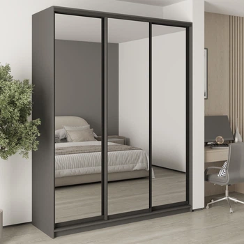 Шкаф-купе трехдверный MebelStar Стандарт BG 3 Зеркала 190x60x240 см Антрацит (MBS-8779)