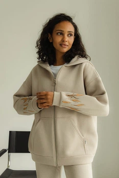 Жіноча утеплена трикотажна толстовка на блискавці Seventeen XXL-3XL Бежевий (2000000184579)