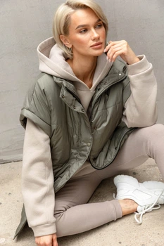 Жіночий утеплений жилет оверсайз з плащівки Seventeen XXL-3XL Оливковий (2000000182223)