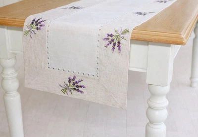 Дорожка на стол льняная с вышивкой 40*150 см Lavender Linen (445-282)