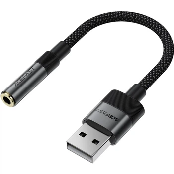 Переходник ACEFAST J13 USB-A to 3.5 мм 15 см аудиоконвертер для подключения наушников (BEF2D847C988)