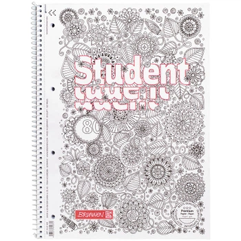 Книга записная Brunnen Колледж-блок А4 Premium Zenart flowers, клетка 80 листов (10-674 28)