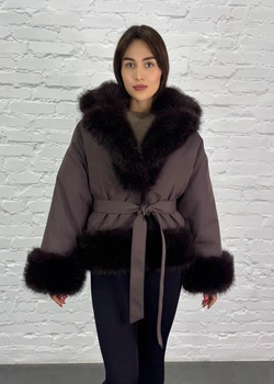 Экошуба-парка двусторонняя Tiara N74V 48 Темно-коричневий
