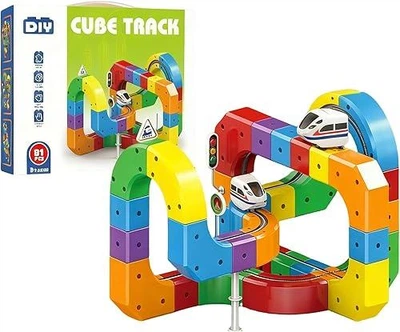DIY STEM-конструктор Cube Track: Магічний кубічний трек 3D та швидкісний поїзд, Інженер-дослідник складних віражів - 81 деталь