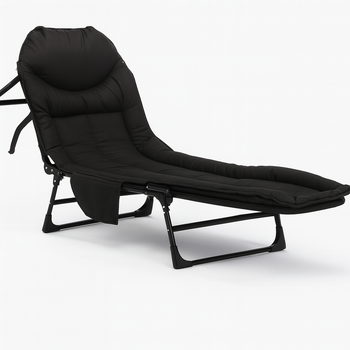Розкладне ліжко з вбудованим матрацом LEOBRO Black 200х64х32 см, навантаженням до 150 кг, з регулюванням спинки, чорний
