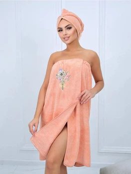 Женское банное полотенце-халат микрофибра 140 × 80 см Розовый (Д-saunew-009)