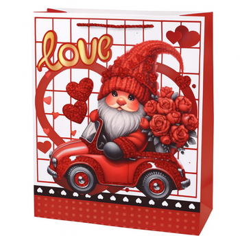 Подарунковий пакет до дня закоханих Love You R98086-M 26х32х10 см Червоний з білим