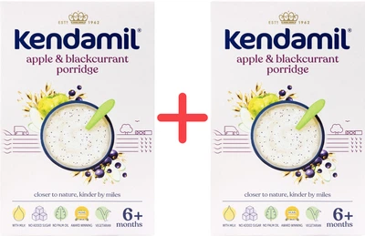 Упаковка молочної каші Kendamil з яблуком і чорною смородиною для дітей з 6 місяців 150 г х 2 шт (92000152/92000152)