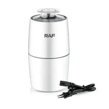 Кофемолка электрическая 85 г 280 Вт RAF R-7122 29х8.5 см, с прозрачной крышкой, из нержавеющей стали, белая