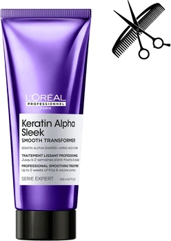 Професійний засіб L’Oreal Professionnel Paris Keratin Alpha Sleek Smooth Transformer​ для гладкості та контролю пухнастості волосся 200 мл (3474637335533)