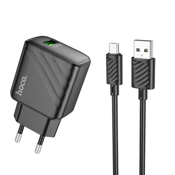 Мережевий Зарядний Пристрій Hoco CS21A 1USB QC 18W+USB to Micro Чорний