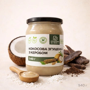 Згущена кокосова паста без цукру з керобом 540 г - натуральний смак без добавок, десерт ЗСЖ