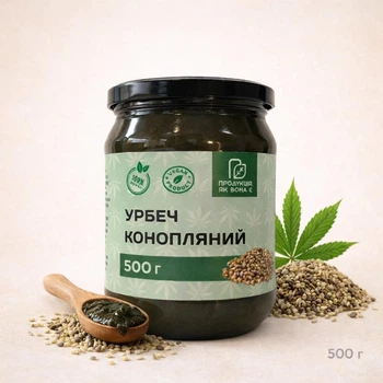 Паста Урбеч з насіння коноплі натуральна 500 г - суперфуд для імунітету, без домішок